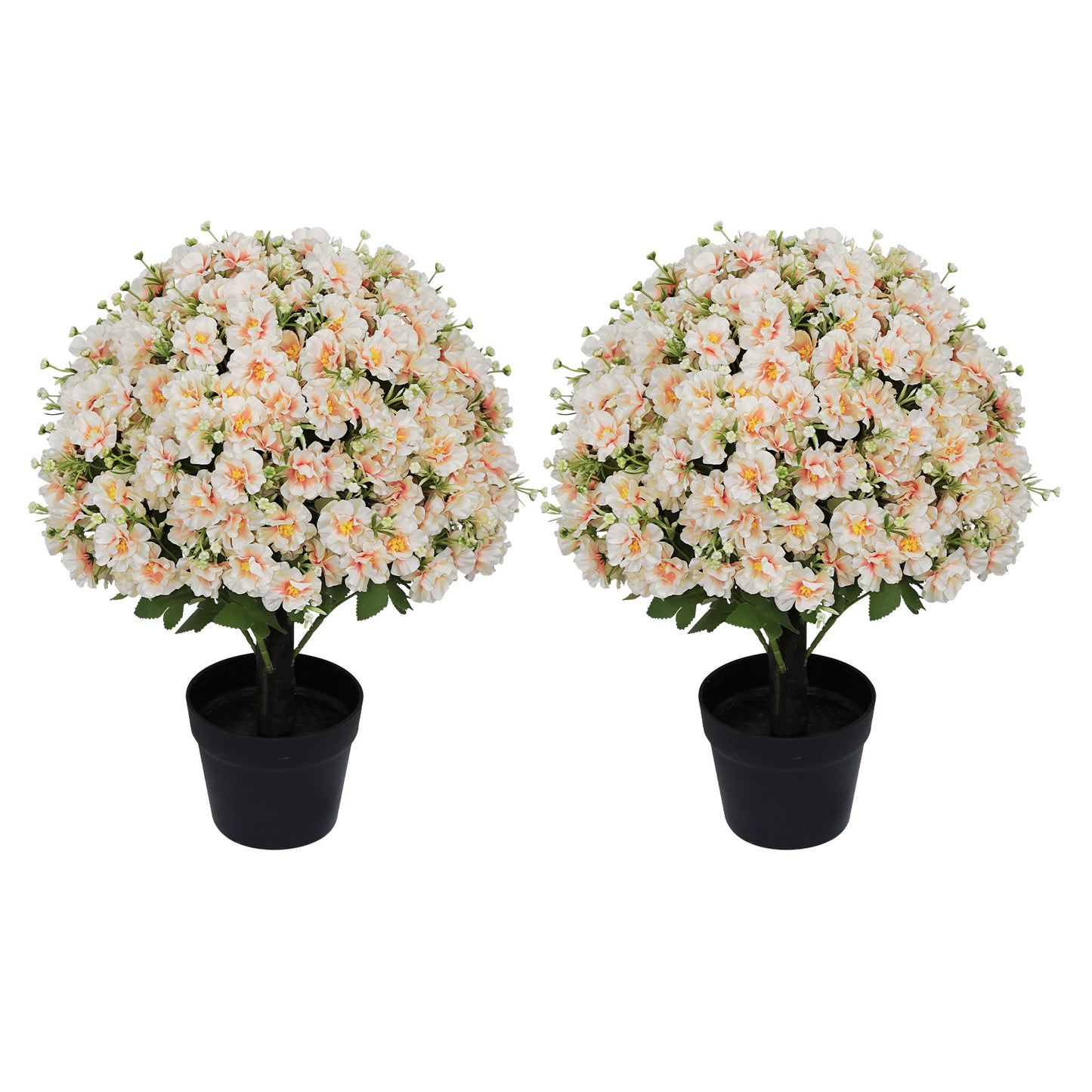24-Inch Faux Flower Artificial Snow Lotus Potted Plant UV-Resistant Artificial Floral Decor Suitable for Indoor & Outdoor Spaces(Peach Pink),2 Pots per /Set image 4