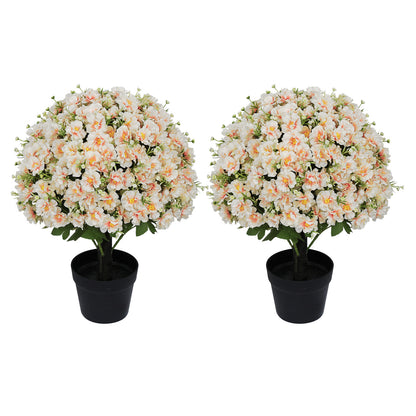 24-Inch Faux Flower Artificial Snow Lotus Potted Plant UV-Resistant Artificial Floral Decor Suitable for Indoor & Outdoor Spaces(Peach Pink),2 Pots per /Set image 4