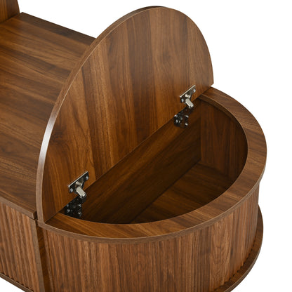 U-Can Minimalist Oval Lift-Top Coffee Table with Hidden Storage and Wood Wave Grain Finish image 12