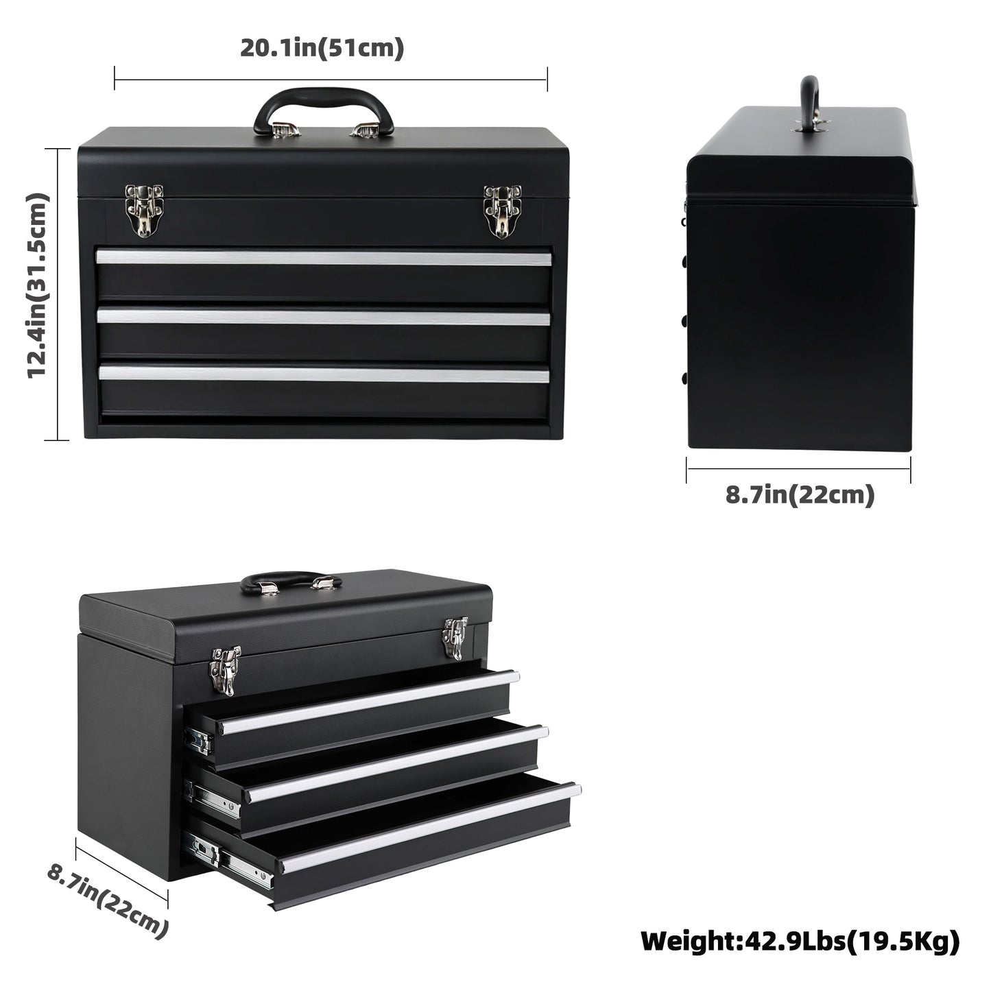 465-Piece Mechanics Tool Set with 3-Drawer Heavy Duty Metal Box Repair Tool Kit image 2