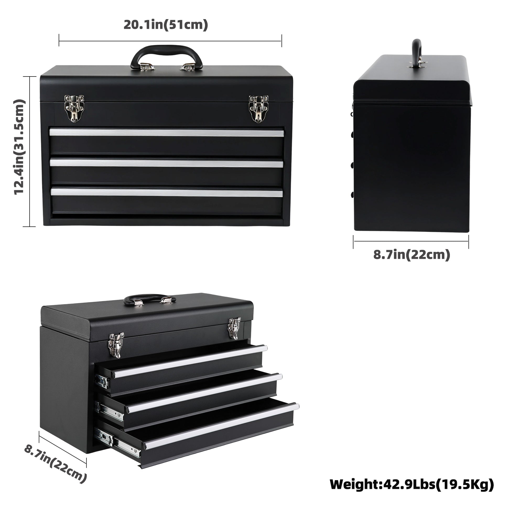 465-Piece Mechanics Tool Set with 3-Drawer Heavy Duty Metal Box Repair Tool Kit image 2