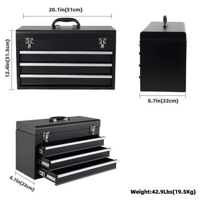 465-Piece Mechanics Tool Set with 3-Drawer Heavy Duty Metal Box Repair Tool Kit image 2
