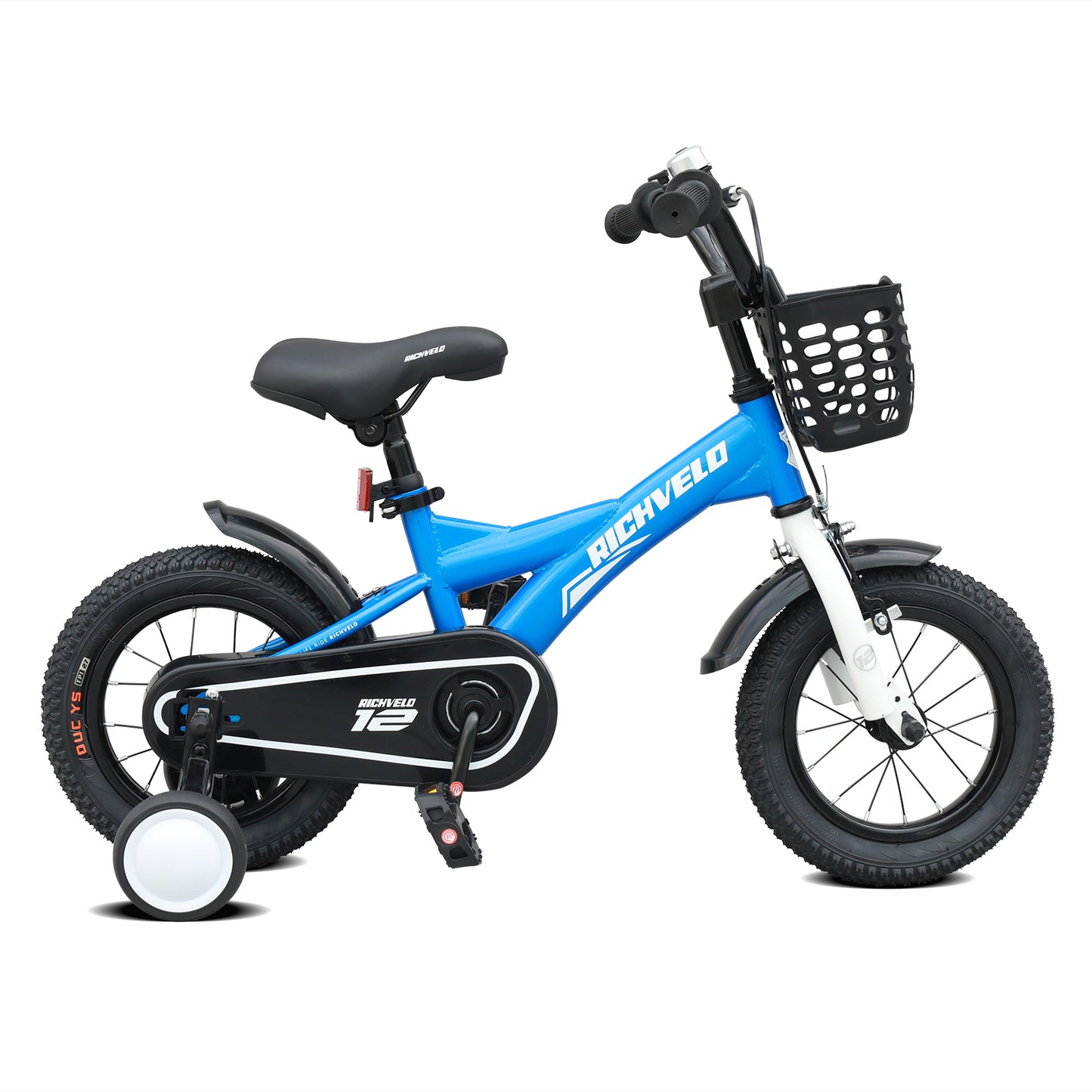 A1401 Kids Bike, 12 14 16 Inch Children Bicycle with Training Wheels, Front V-Brake & Coaster Brake, Basket, for Boys Age 3-7 Years Old image 2