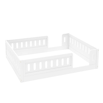Wood Full Size Platform Bed with Guardrail, White image 5