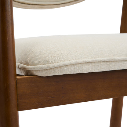 Modern Upholstered Dining Chairs with Curved Back, Beige Fabric & Walnut Finish Rubber Wood, Set of 2 image 11