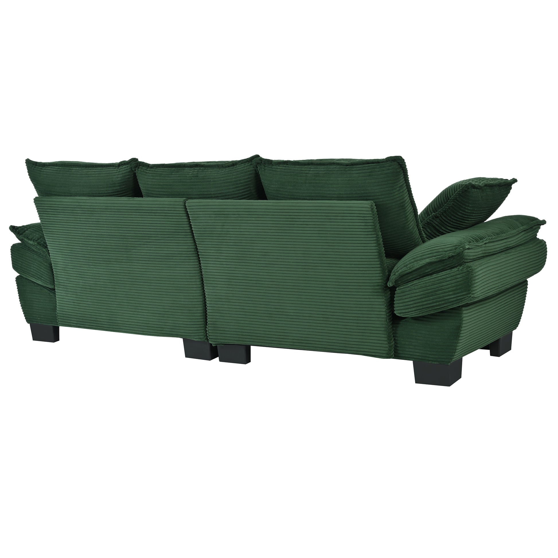 U-Style 85.4" Modern Curved Sofa, Back Upholstered Couch with 2 Decorative Throw Pillows, Corduroy Fabric Couch for Living Room, Bedroom, Apartment image 8