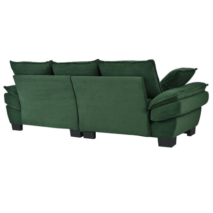U-Style 85.4" Modern Curved Sofa, Back Upholstered Couch with 2 Decorative Throw Pillows, Corduroy Fabric Couch for Living Room, Bedroom, Apartment image 8