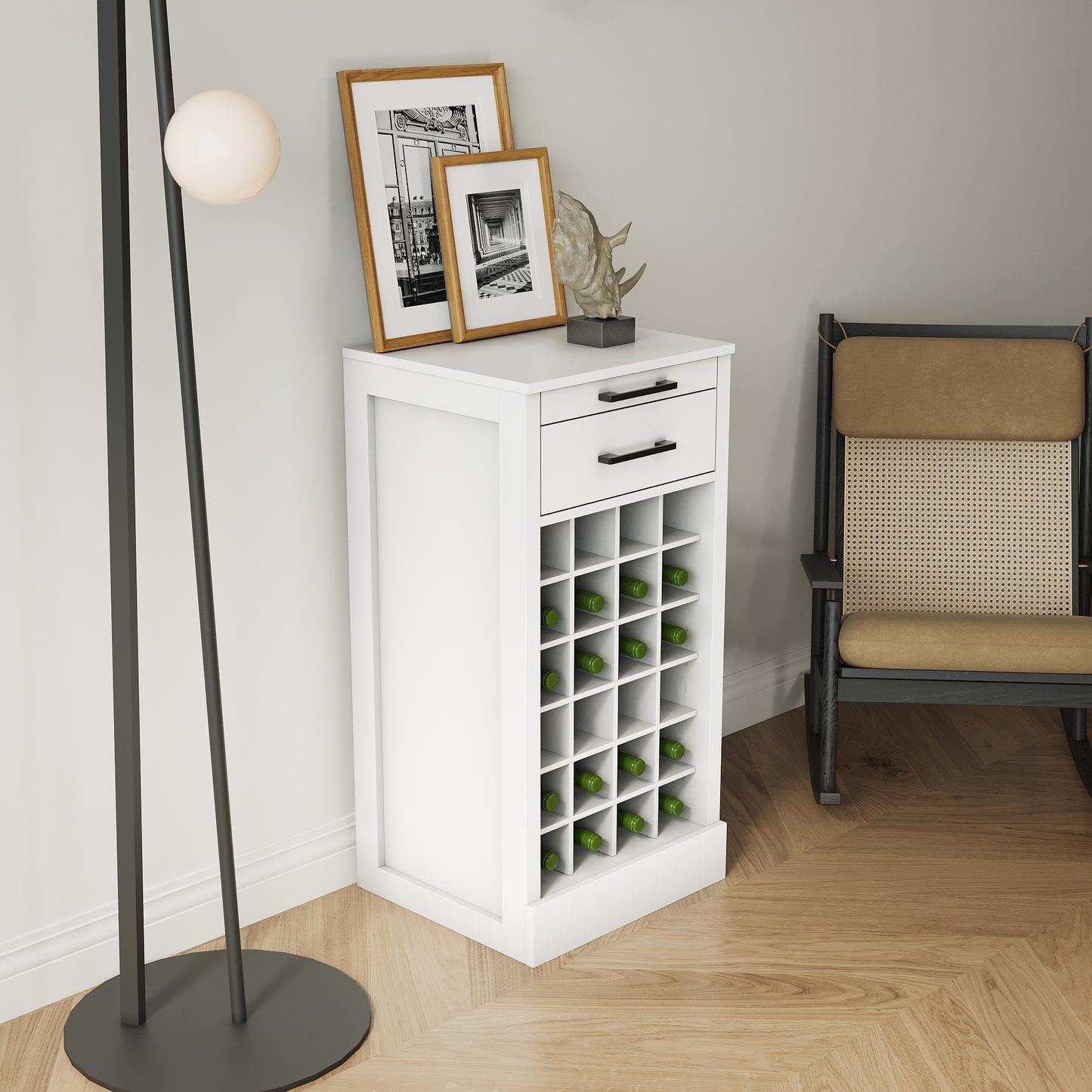 WHITE color modular 24 wine bar cabinet Buffet Cabinet image 2