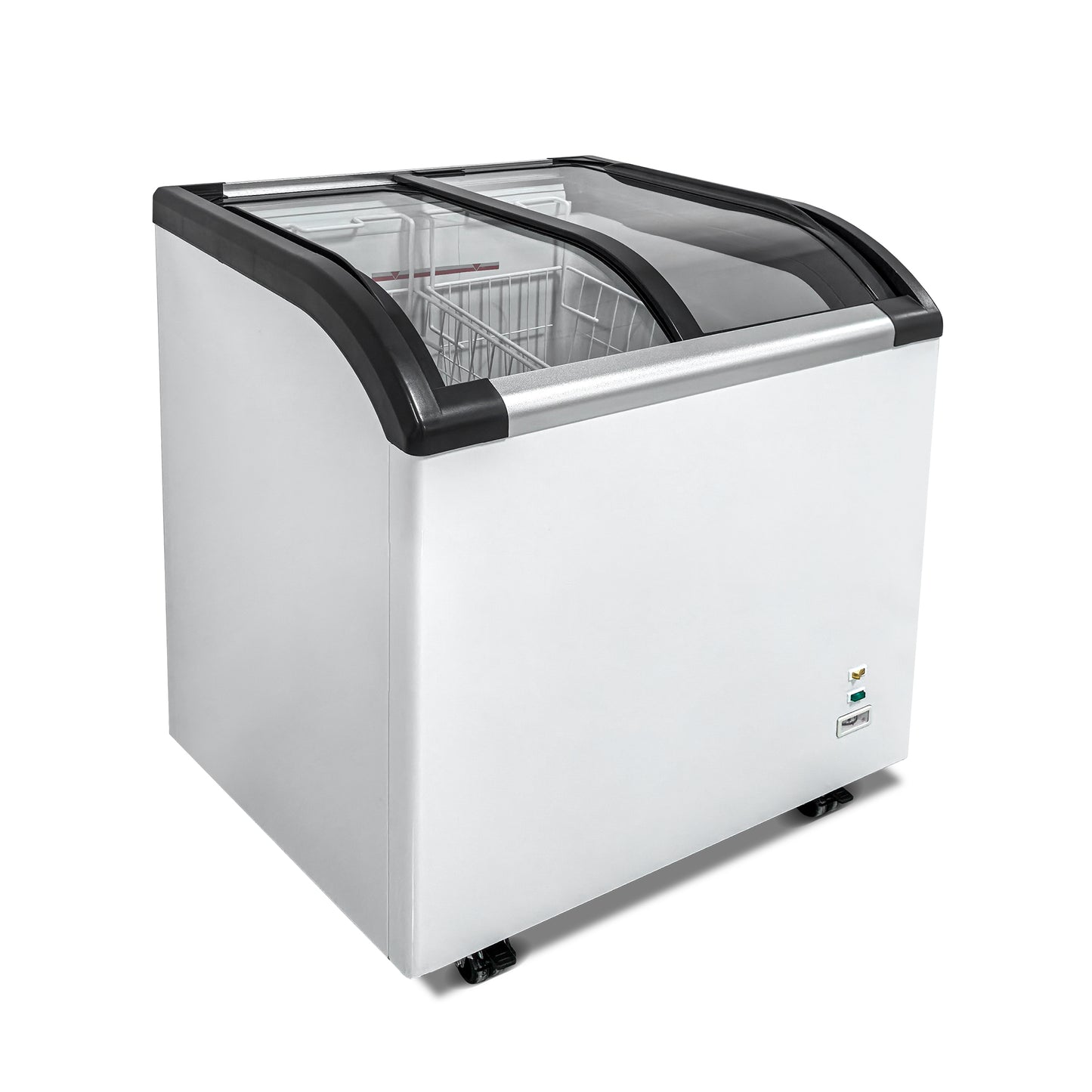 Curved Top Display Freezer 4.6 Cu.ft Sliding Glass Lid Ice Cream Freezers Commercial Mobile Chest Freezer with LED Lighting image 1
