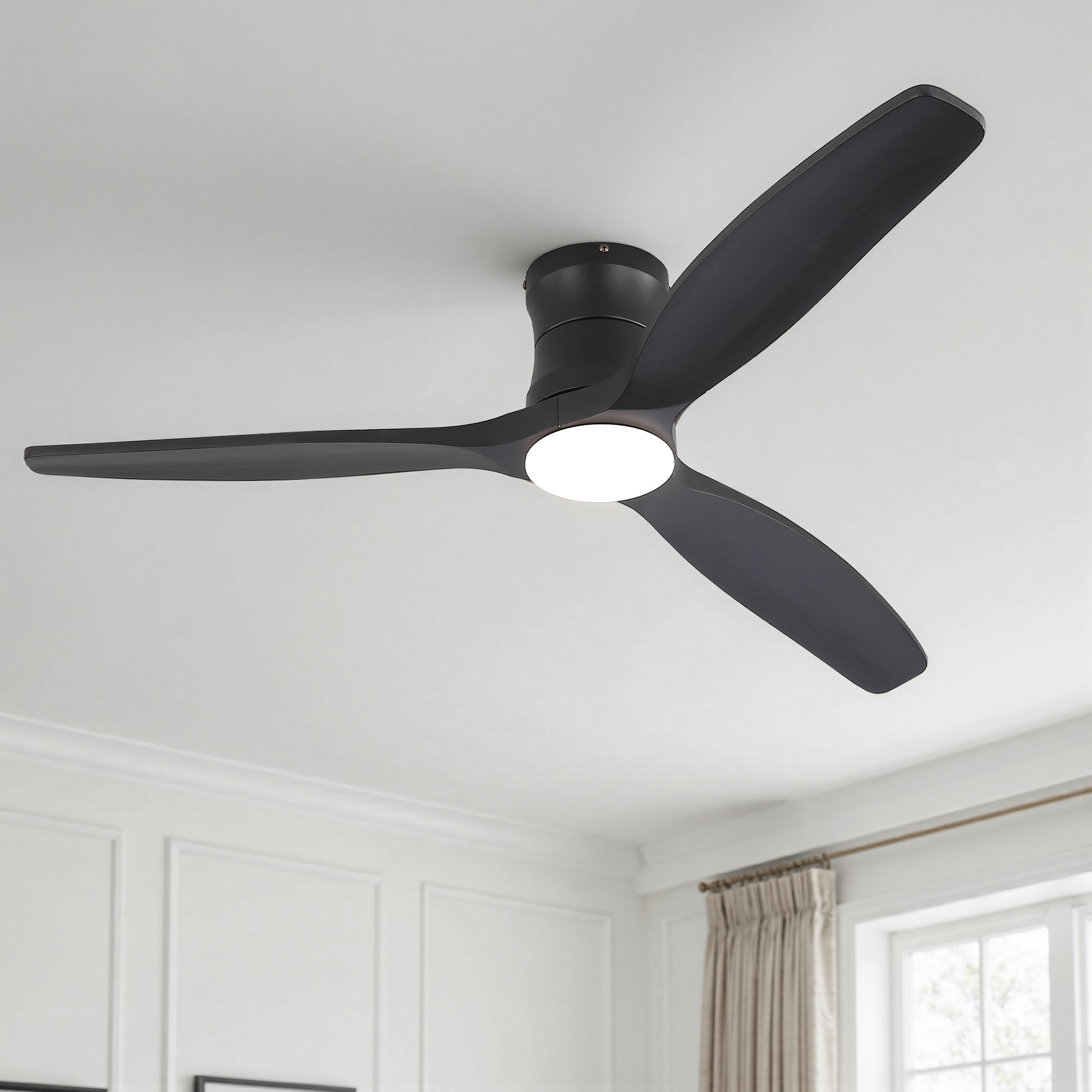 52-Inch Matte Black Ceiling Fan with Light, DC Motor, Silent Operation, for Bedroom & Living Room image 3