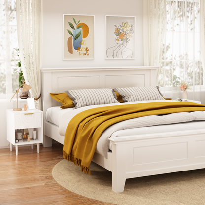22.83'' H Modern White Nightstand with One Drawer and Open Shelf, Gold - Accented Handle, Ideal for Bedroom Decor image 10