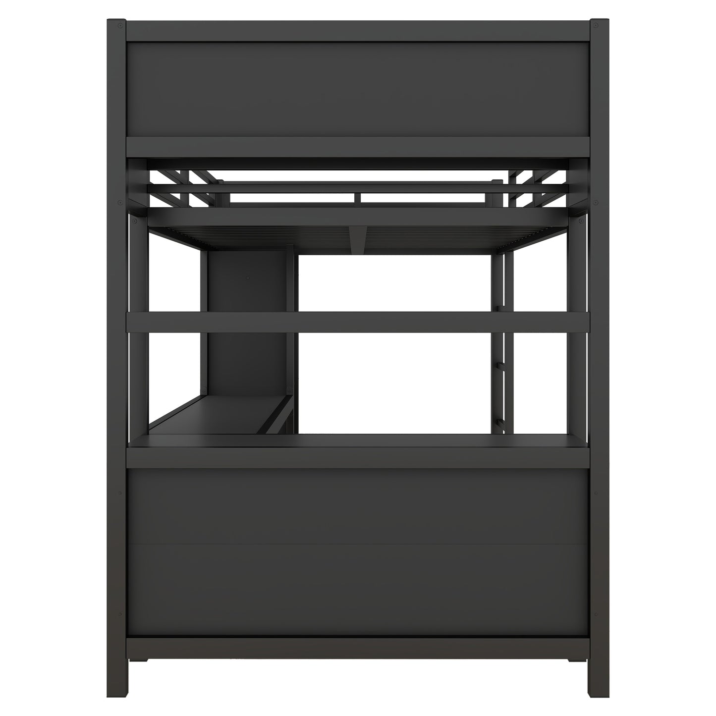 Metal Loft Bed with Wardrobe And L-shaped Desk, Full Size Loft Bed with Storage Cubes and Shelves, Heavy Duty Loft Bed for Kids Teens Adults, Black image 11