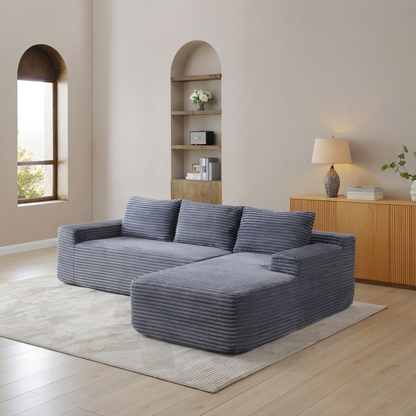 97'' Modular Sectional Sofa, Cloud Sectional Couch with Deep Seat, Modern Modular L-Shape Sofa Couch with Chaise,Upholstered Couches for Living Room Bedroom,No Assembly, Grey image 2