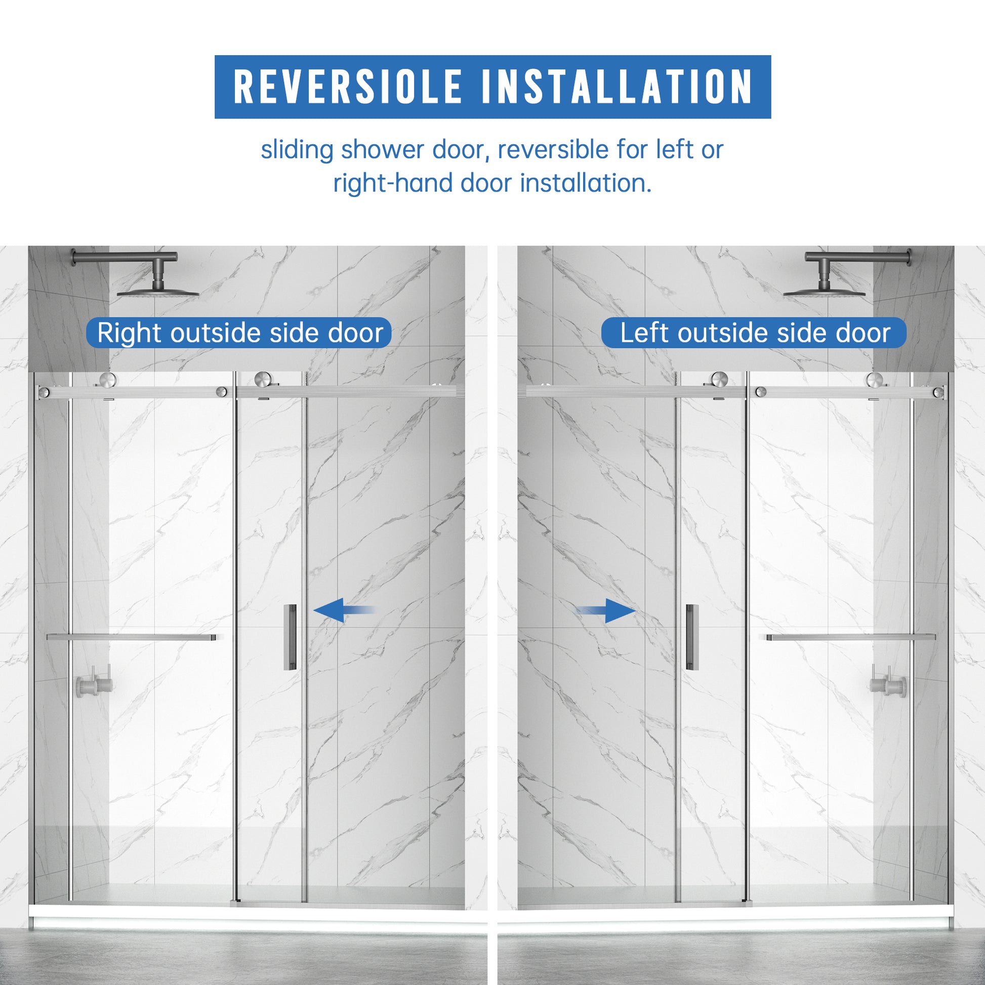 56-60" W × 72" H Frameless Sliding Shower Door,Waterproof Glass Shower Door with Upper Soft Closing System, 5/16" (8mm) Tempered Glass,Double Side Easy Clean Coat,Brushed Nickel image 12