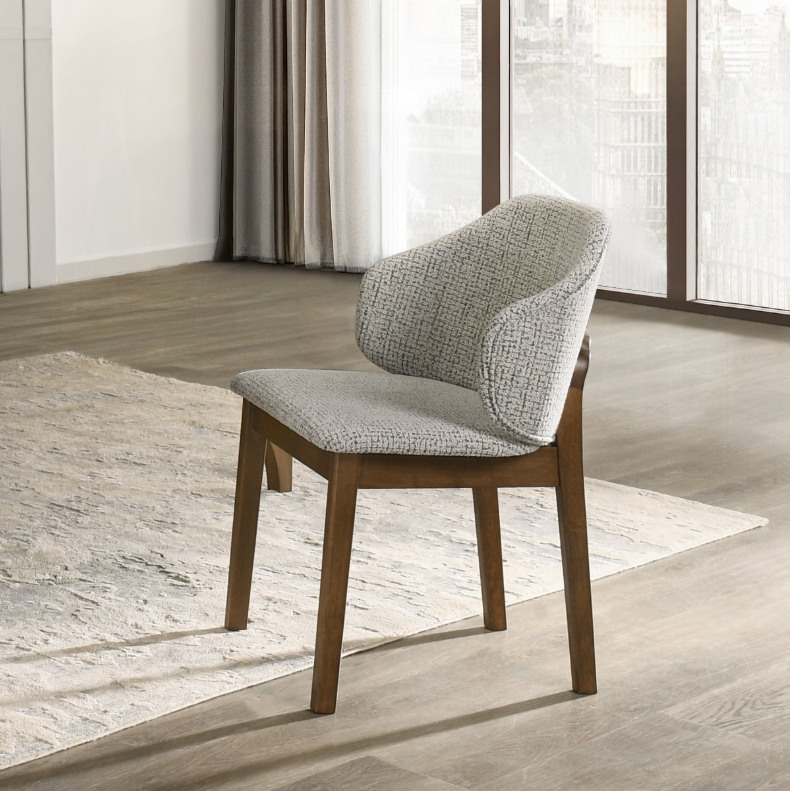 Oleia Chenille & Walnut Side Chair (Set of 2) image 1