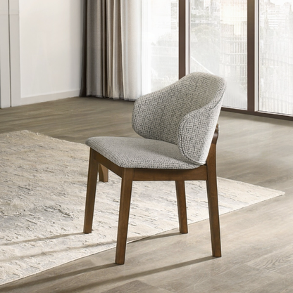 Oleia Chenille & Walnut Side Chair (Set of 2) image 1