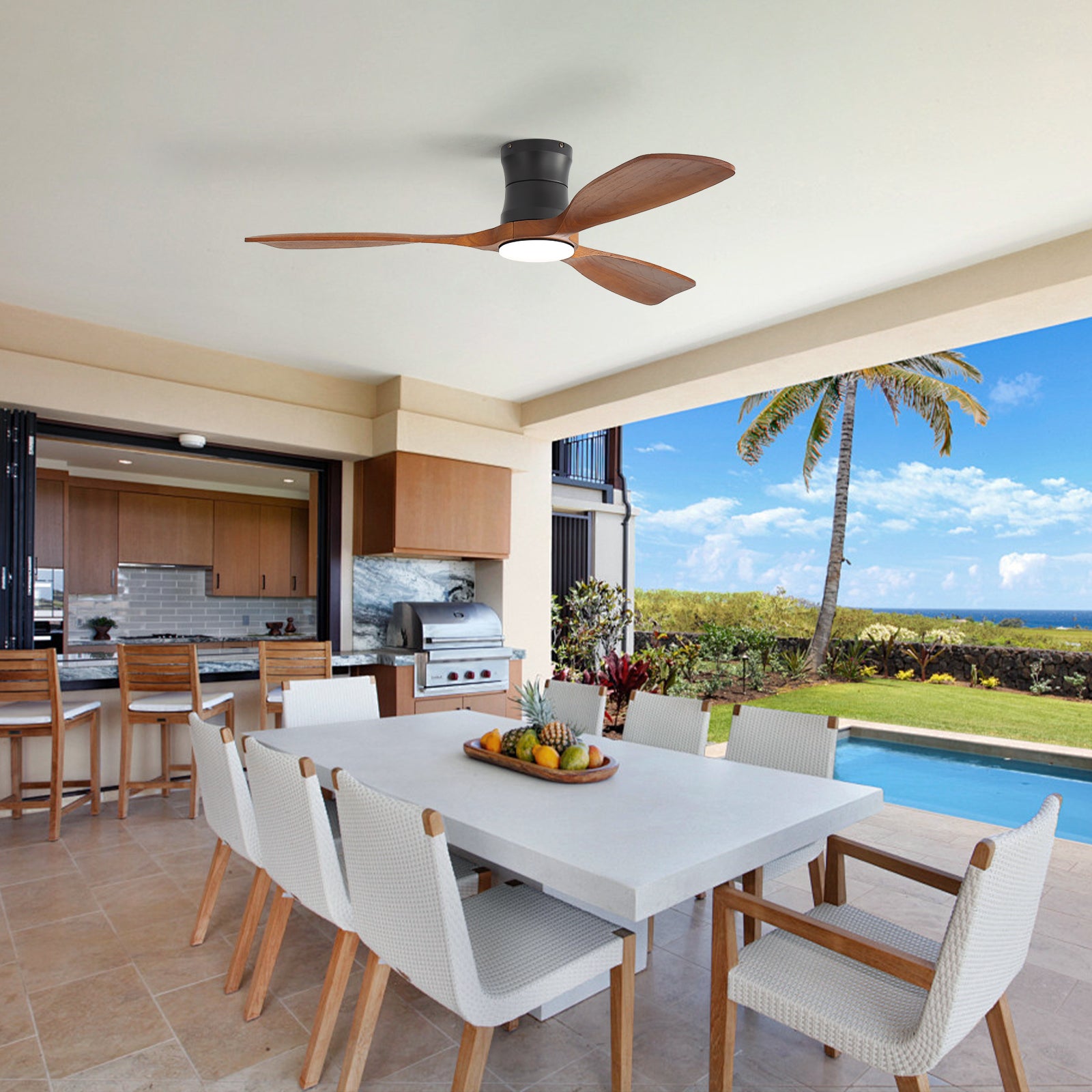 48-Inch Ceiling Fan with Light, Dimmable LED with Memory, Quiet DC Motor, 3F Wood Blades – for Bedroom, Living Room image 4