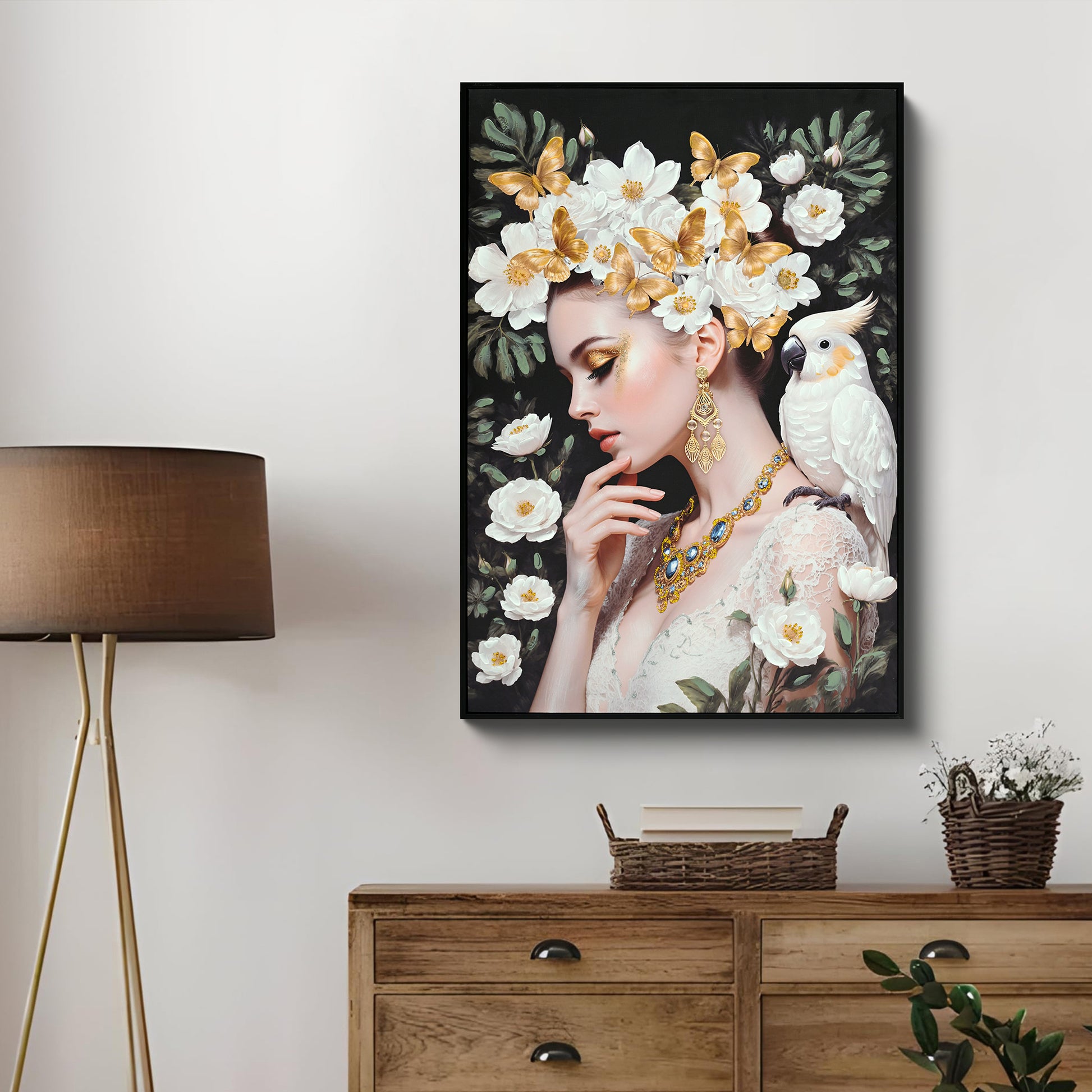 Beauty Posters Beauty lady Wall Art Gold and White Floral Canvas Artwork for Living Room Modern Photo Prints for Home 24x36 Inch Bedroom Pictures Wall Decor image 11