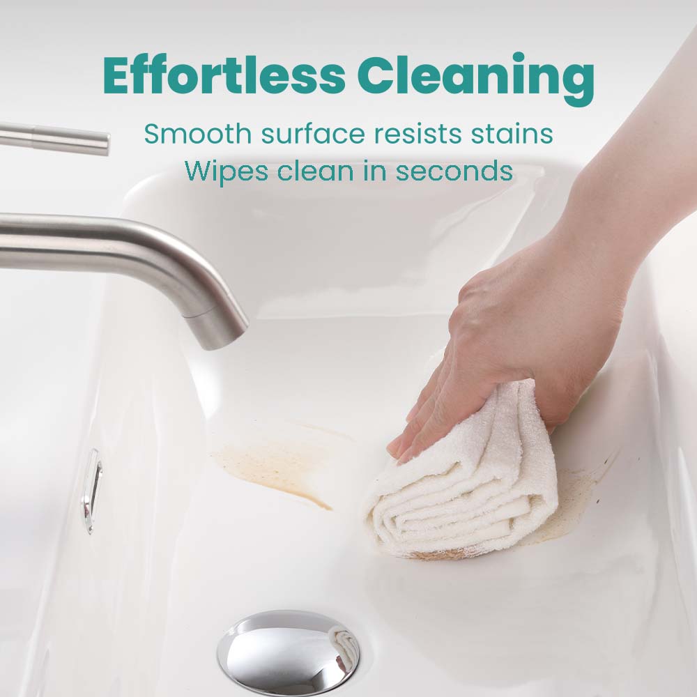 BB0930Y331, Integrated white ceramic basin with three predrilled faucet holes, faucet and drain assembly NOT included image 5