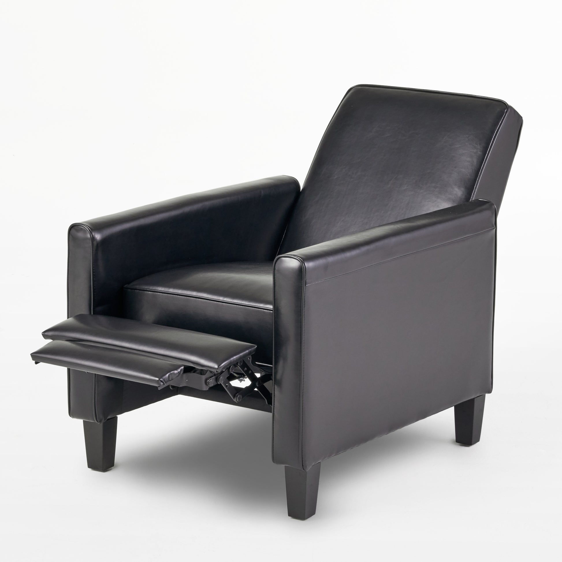27.5" Push Back Recliner Chair Upholstered Recliner Armchair with Solid Beech Wood Legs for Living Room and Bedroom(Old SKU:52422.00PUBLK), Black image 9