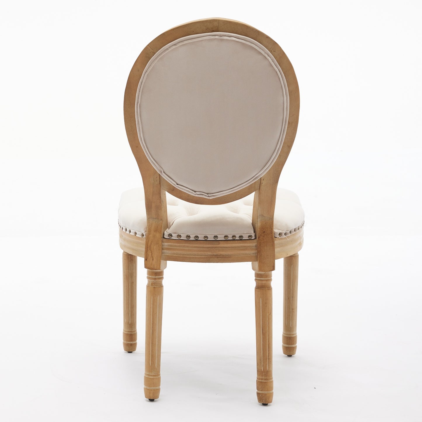 French Style Solid Wood Frame Antique Painting,Hand-pulled buckle decoration Velvet artificial leather Dining Chair with Nailhead Trim,Wood Legs,Steel Spring inner,Set of 2,Beige,SW1739BG image 8