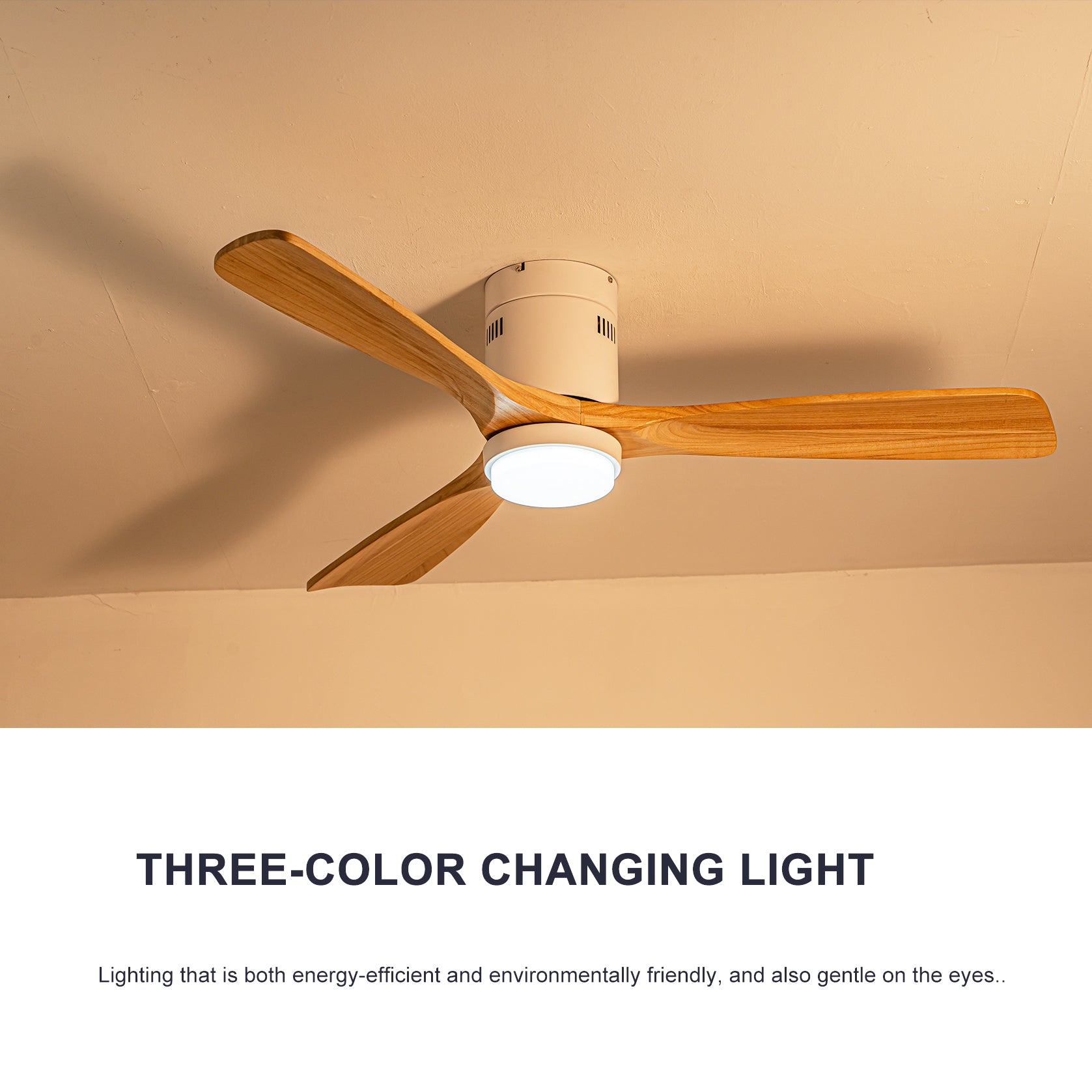 52 inch Low Profile Ceiling fan with Light and Remote Control, Flush Mount, Reversible, 3CCT, Dimmable, Noiseless, Ceiling Fan for Bedroom, Indoor/Outdoor Use image 9