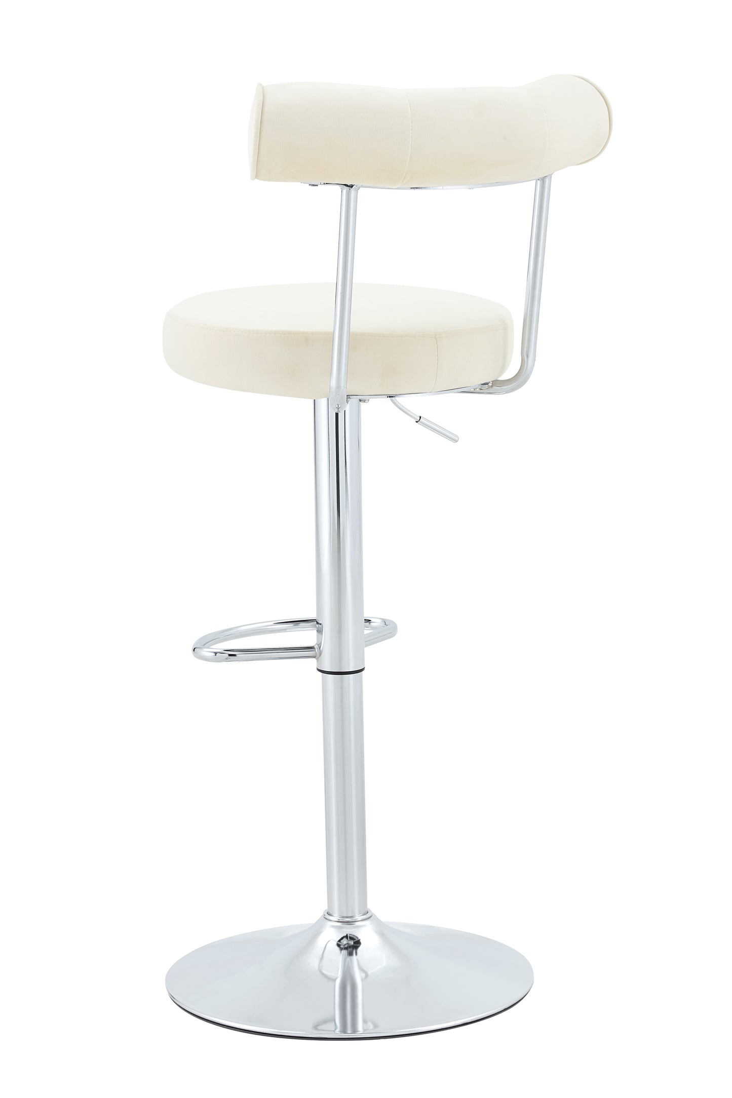 Soft Velvet Upholstered Swivel Adjustable Bar Chair with Chrome Silver Legs - Dining Room Living Room Bar Cafe Reception Desk Bar Stool(Off White, Set of 2) image 9