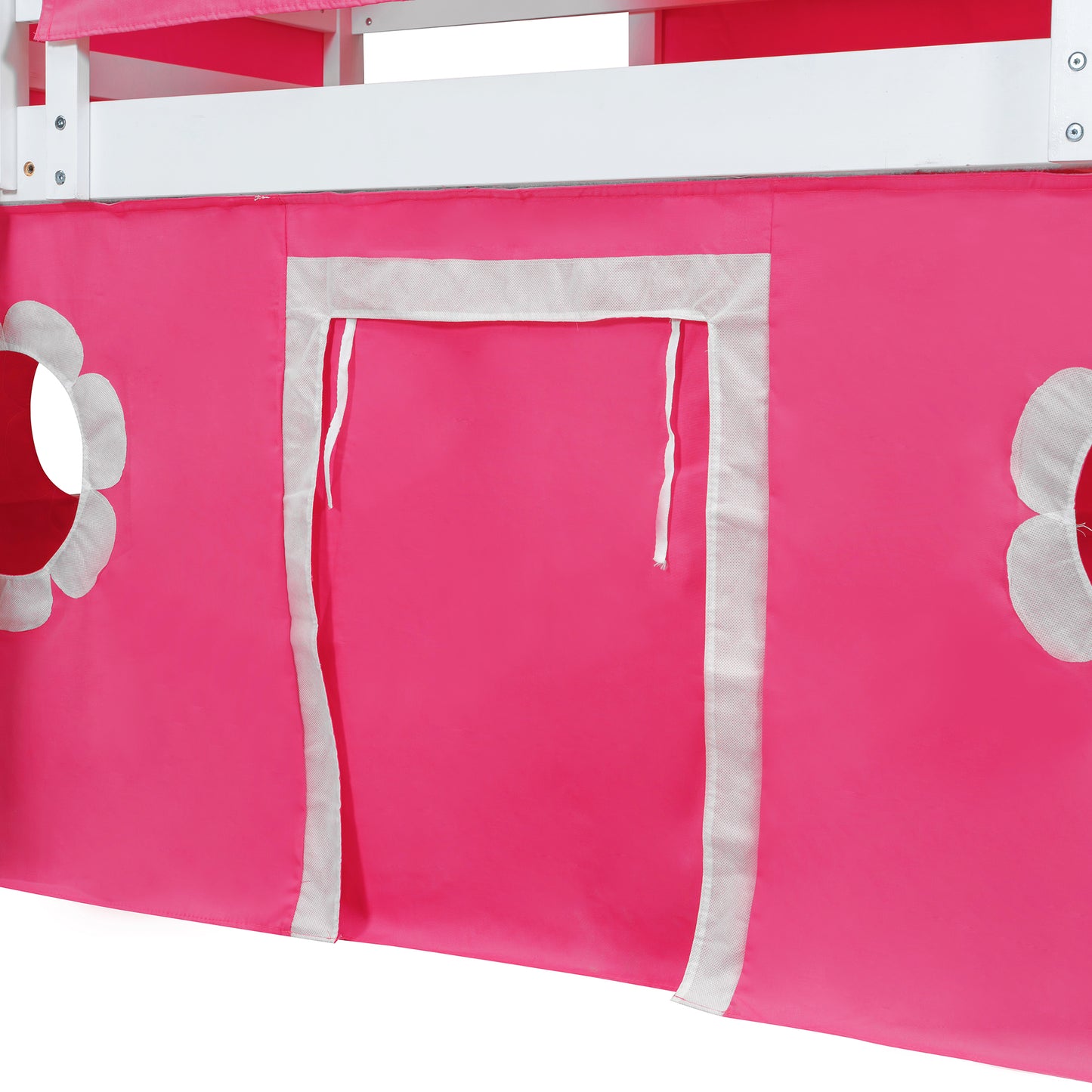Twin Size Loft Bed with Slide Pink Tent and Tower - Pink(OLD SKU:N708P249511H) image 12