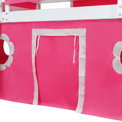 Twin Size Loft Bed with Slide Pink Tent and Tower - Pink(OLD SKU:N708P249511H) image 12
