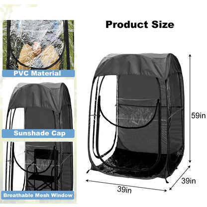 Portable Pop Up Sports Tent, Ideal Shelter for Outdoor Sports Events, Fishing and Camping, Protection from Cold Wind and Rain, Black image 3