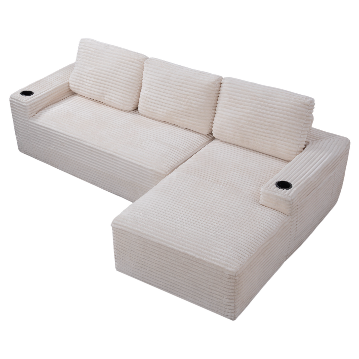 104 Inch Cloud Sectional Couch,Modern Modular Sectional Sofa with Deep Seat,Corduroy Boneless Couches with L-Shape Chaise for Living Room Bedroom,No Assembly Required image 2