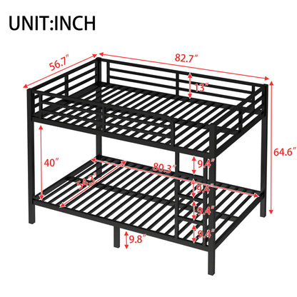 Metal Full XL over Full XL Bunk Bed for Teens and Adults,Space-Saving/Noise Reduced/No Box Spring Needed, Black image 3