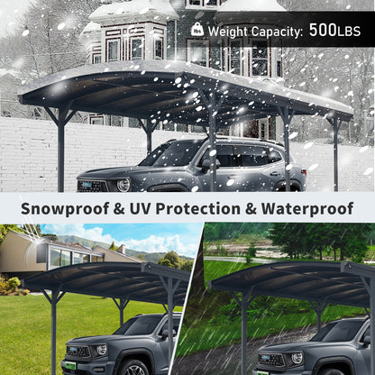 Outdoor Carport, 10 FT * 19 FT* 7 FT Arch Carport Aluminum Metal Frame and Polycarbonate Panels Car Port for Outdoor Driveway Car, Truck image 7