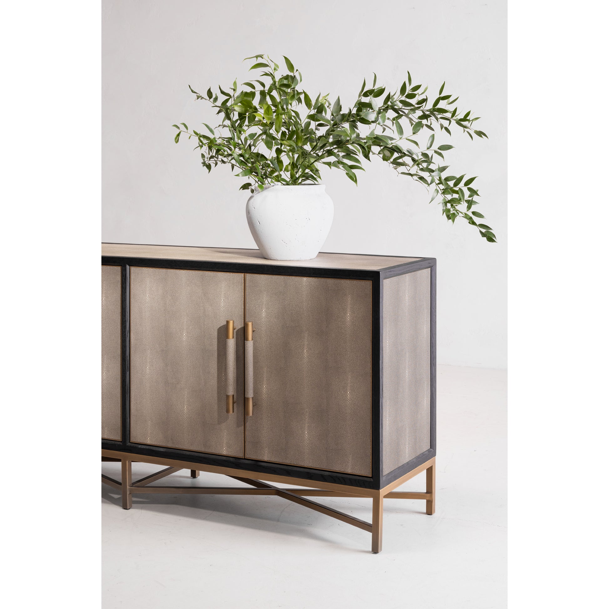 Sideboard, Solid Wood Frame, Vegan Leather, Grey image 12