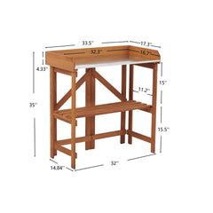 Folding Potting Bench - Solid Wood Garden Workbench for Horticulture