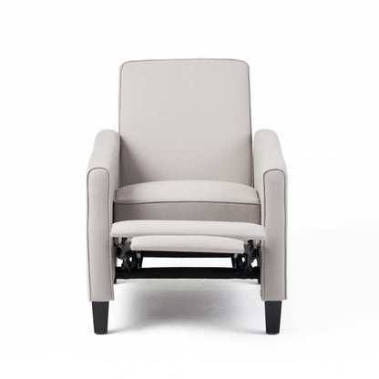 27.5" Push Back Recliner Chair Upholstered Recliner Armchair with Solid Beech Wood Legs for Living Room and Bedroom(Old SKU:52422.00FDGRY), Grey image 5