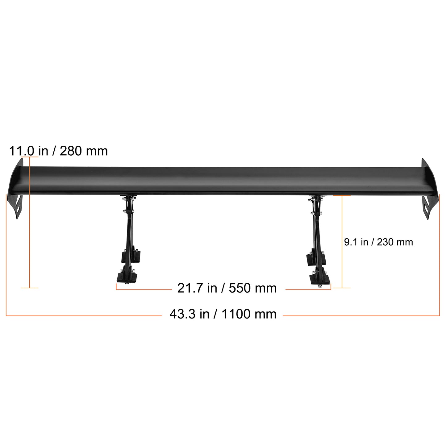 GT Wing Car Spoiler, 43.3 inch Universal Spoiler with Single Deck, Adjustable Lightweight Aluminum, Car Rear Spoiler Wing, Racing Spoiler BGW/JDM Drift Black image 2