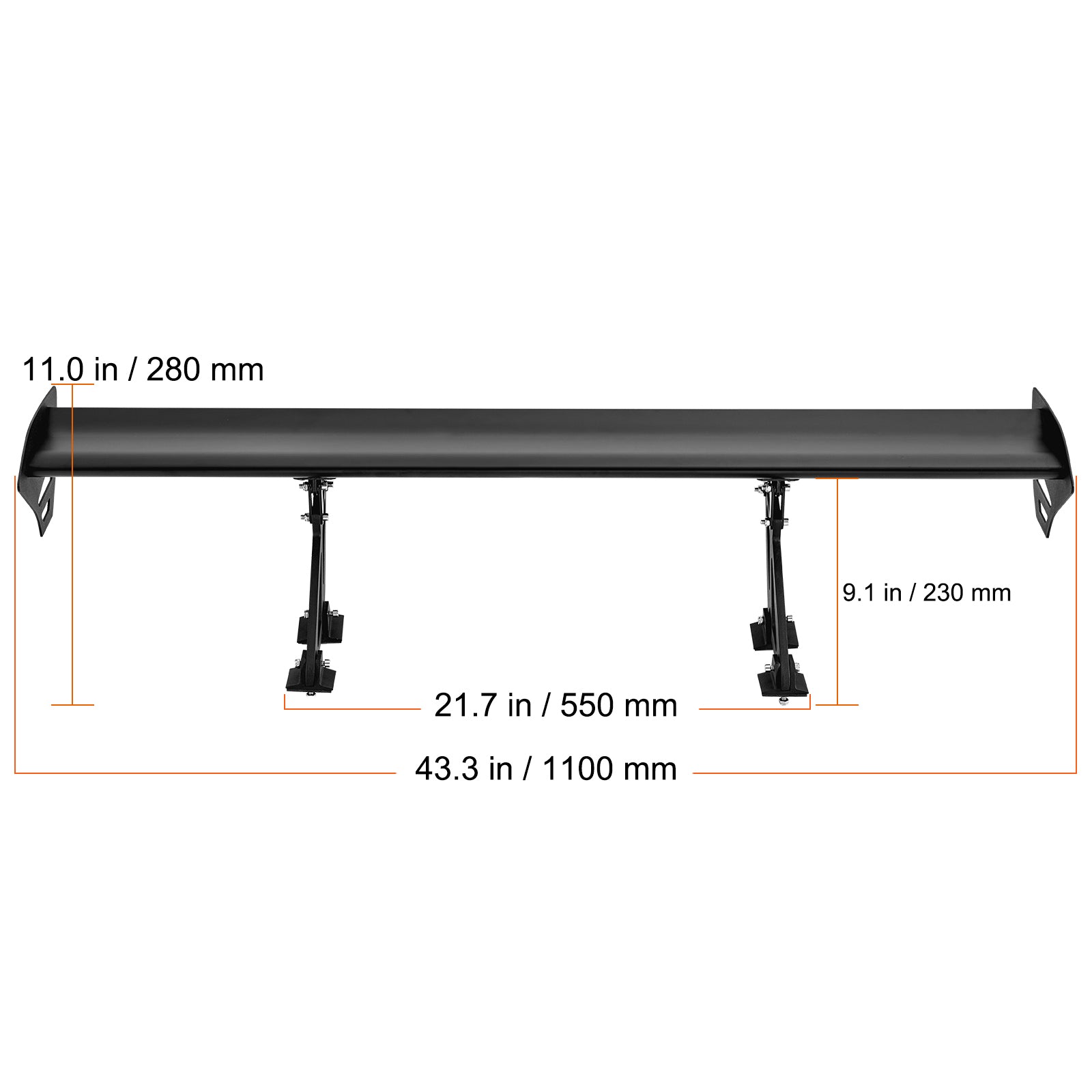GT Wing Car Spoiler, 43.3 inch Universal Spoiler with Single Deck, Adjustable Lightweight Aluminum, Car Rear Spoiler Wing, Racing Spoiler BGW/JDM Drift Black image 2