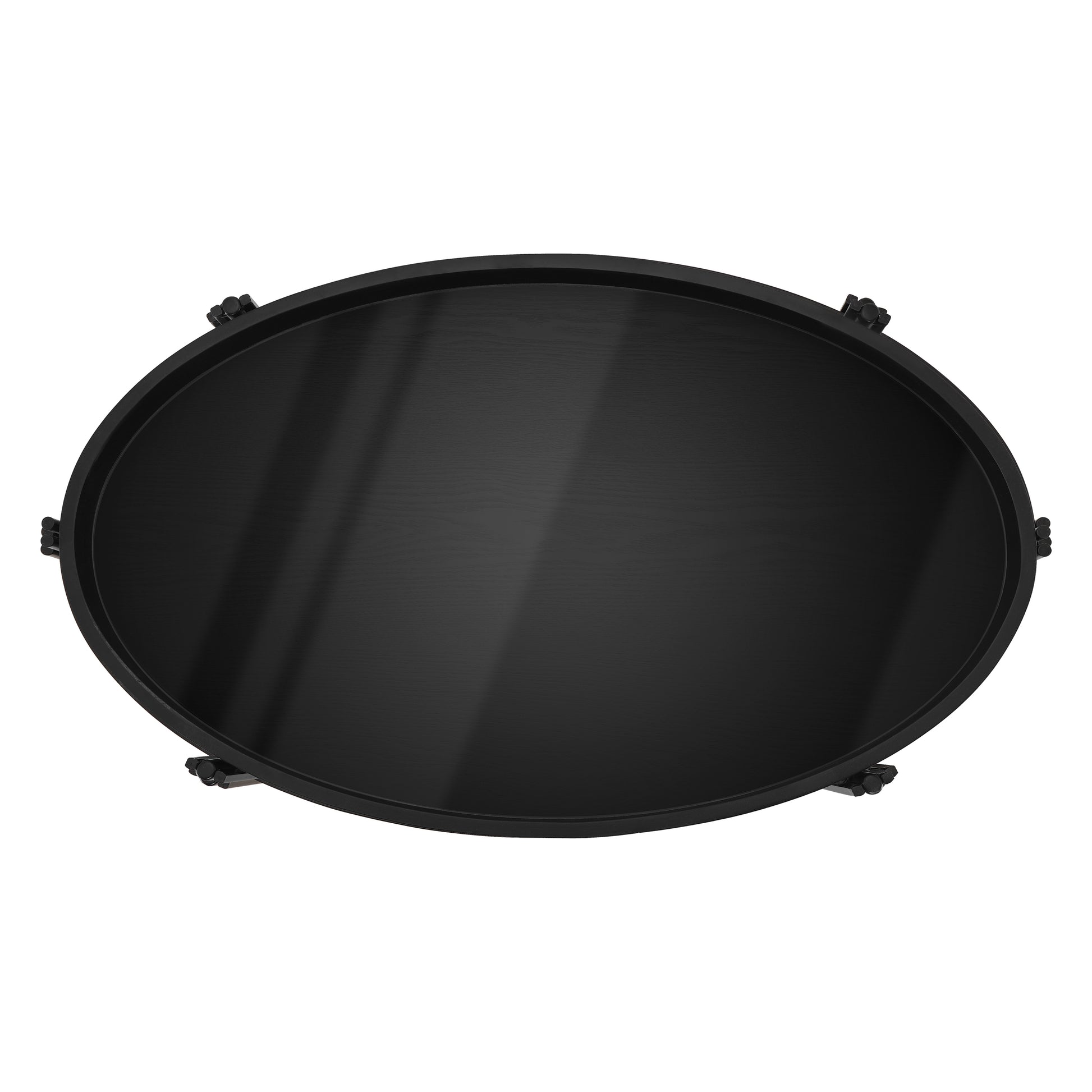 Oval Black Bar Cart with 2 Black Tempered Glass Shelves image 10