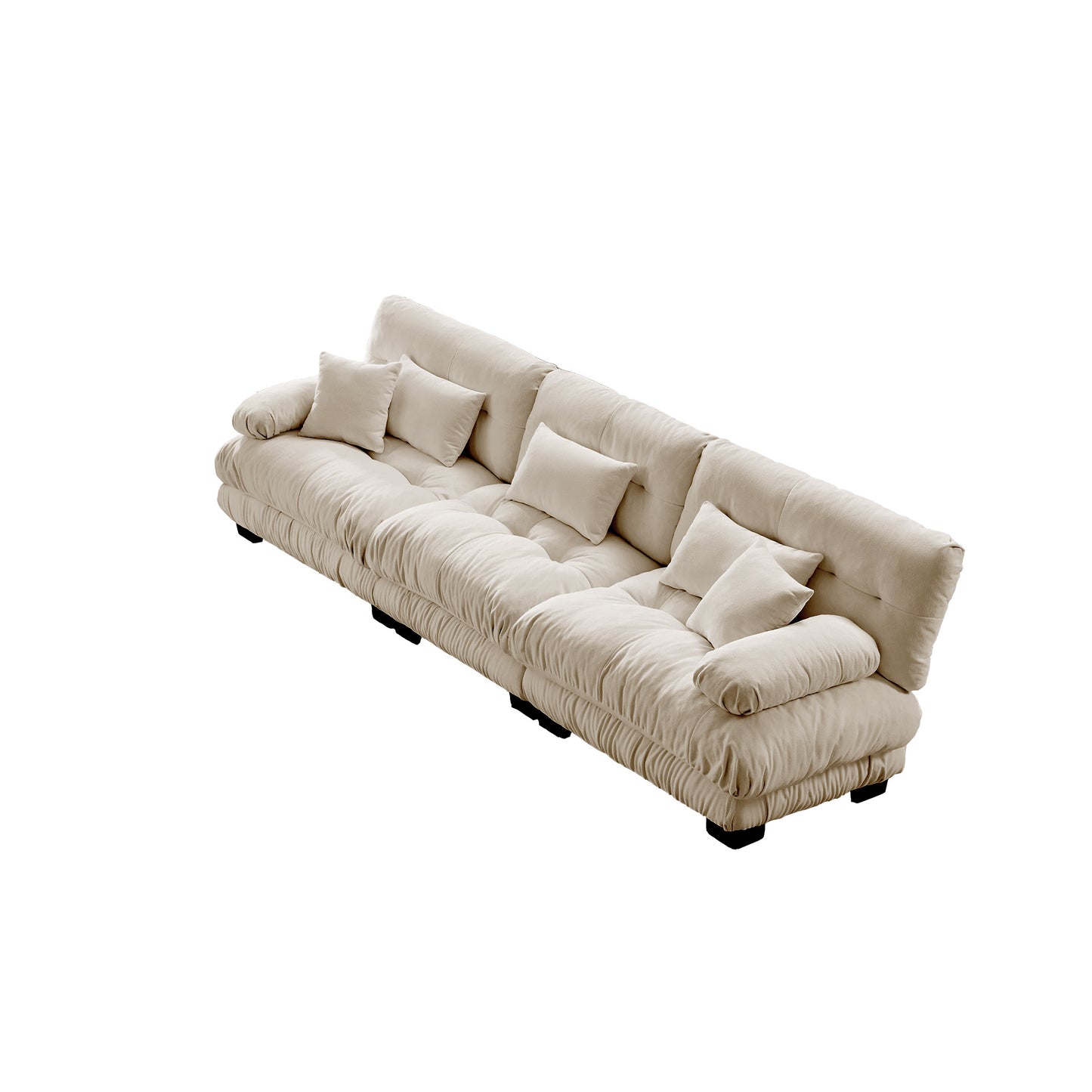 3-Seater Sectional Sofa Modular Deep Seat Sofa Couch, Chenille Sofa Soft Comfy Upholstered Furniture for Living Room, Apartment, Studio, Office,Chenille Light coffee image 9