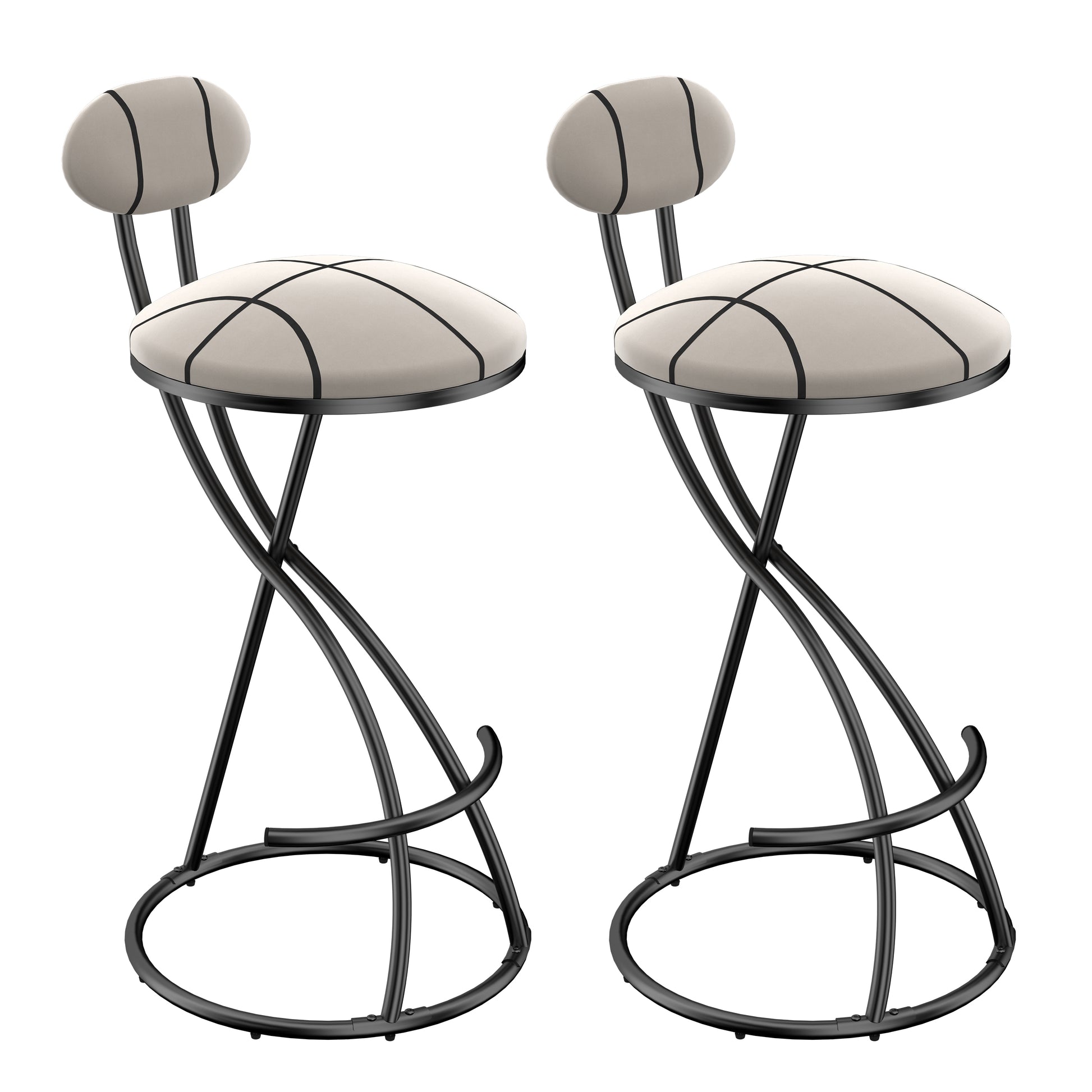 Upholstered Bar Stools Set of 2 Striped Counter Height Barstools Modern Velvet Dining Chairs for Kitchen Island, Living Room (Black & Stripe) image 11
