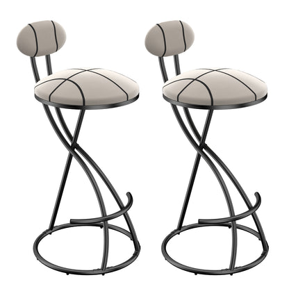 Upholstered Bar Stools Set of 2 Striped Counter Height Barstools Modern Velvet Dining Chairs for Kitchen Island, Living Room (Black & Stripe) image 11