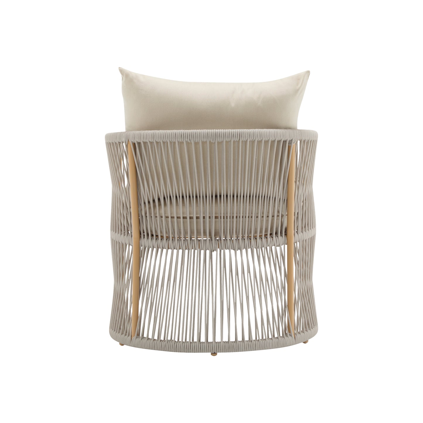 Modern Beige Curved Aluminum Lounge Chair with Stylish Rope-Weave Design and Cushioned Comfort, Perfect for Outdoor Living image 6