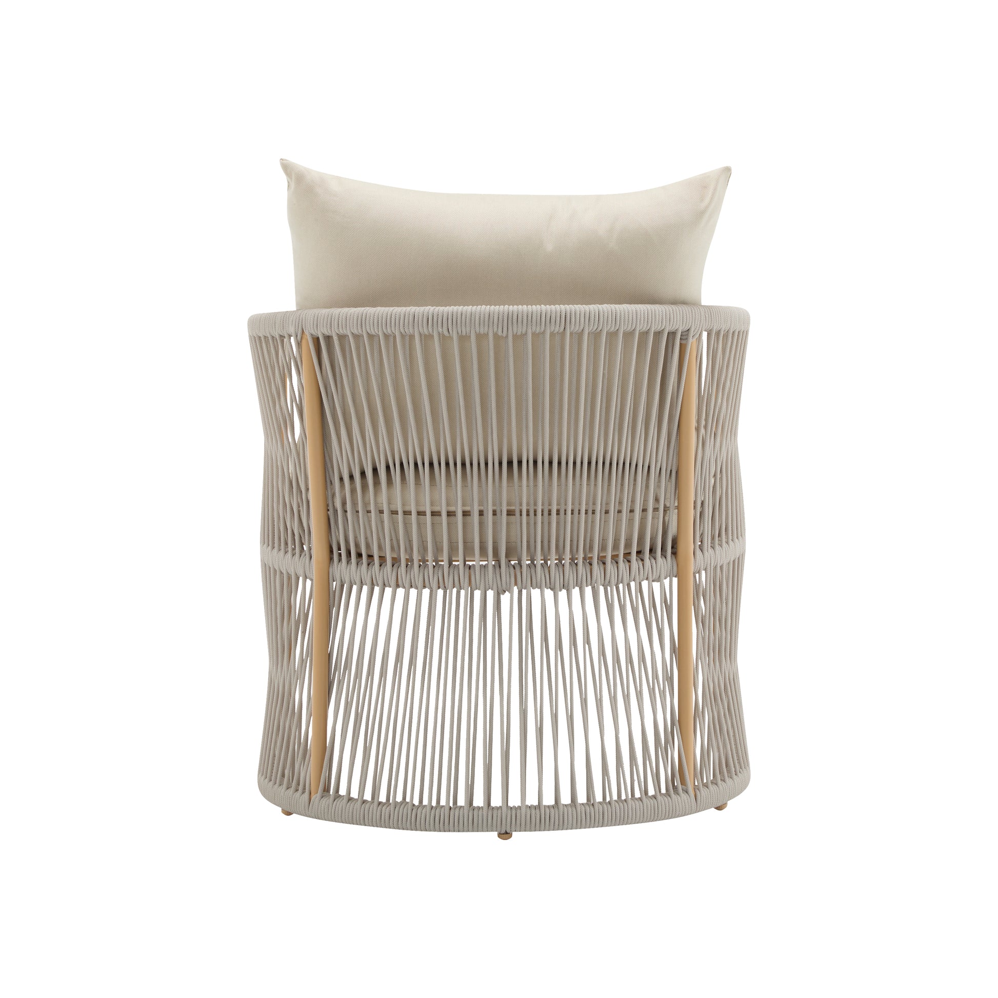Modern Beige Curved Aluminum Lounge Chair with Stylish Rope-Weave Design and Cushioned Comfort, Perfect for Outdoor Living image 6