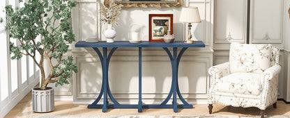 U-Style 59.8'' Wooden Console Table with Oak Veneer Top,Farmhouse Entryway Table with Rubber Wood Slender Curved Legs,Perfect for Living Room,Entryway,Hallway, Dining Spaces. image 3