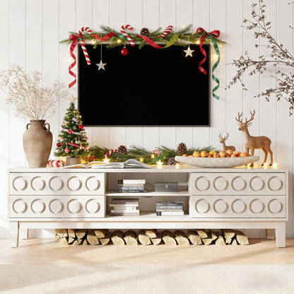 Modern Mid-Century Media Console with 4 Drawers and Cable Management, TV Console Table for TVs up to 75",Entertainment Center for Living Room and Office(White) image 2