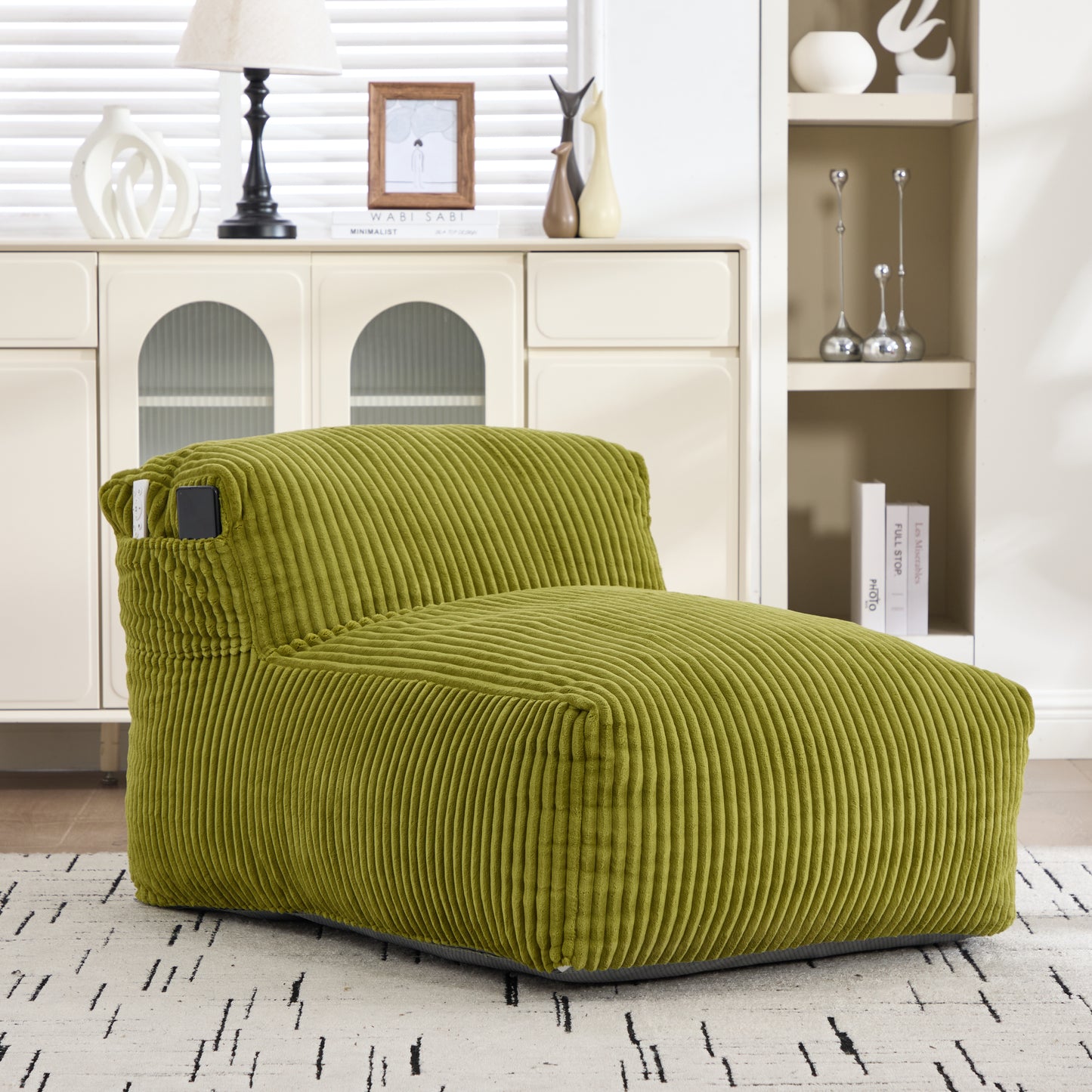 Big Bean Bag Chair for Adults,Lounger Large Bean Bag Sofa, Memory Foam Filled Beanbag Chair for Living Room, Bedroom, Balcony,Comfy Corduroy Bean Bag Chair with ottoman,Ergonomic Support & Premium Com image 12