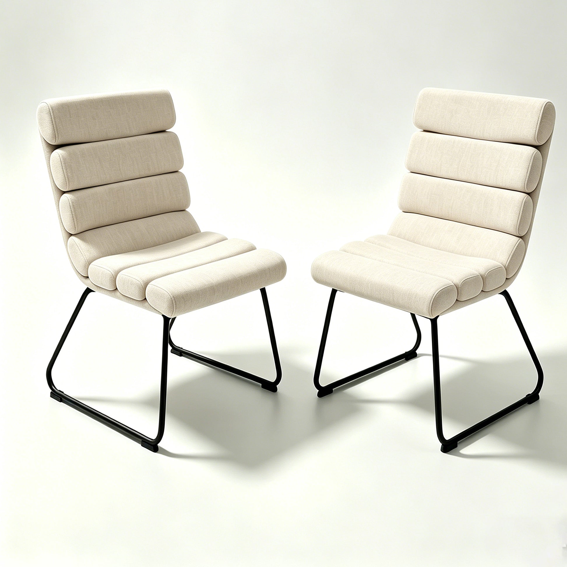 Modern 2-piece dining chair set, soft cushion dining chairs, comfortable backrest chairs, kitchen/living room/home office chairs, beige image 4