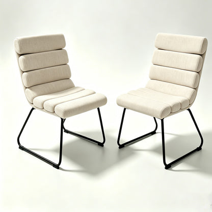 Modern 2-piece dining chair set, soft cushion dining chairs, comfortable backrest chairs, kitchen/living room/home office chairs, beige image 4