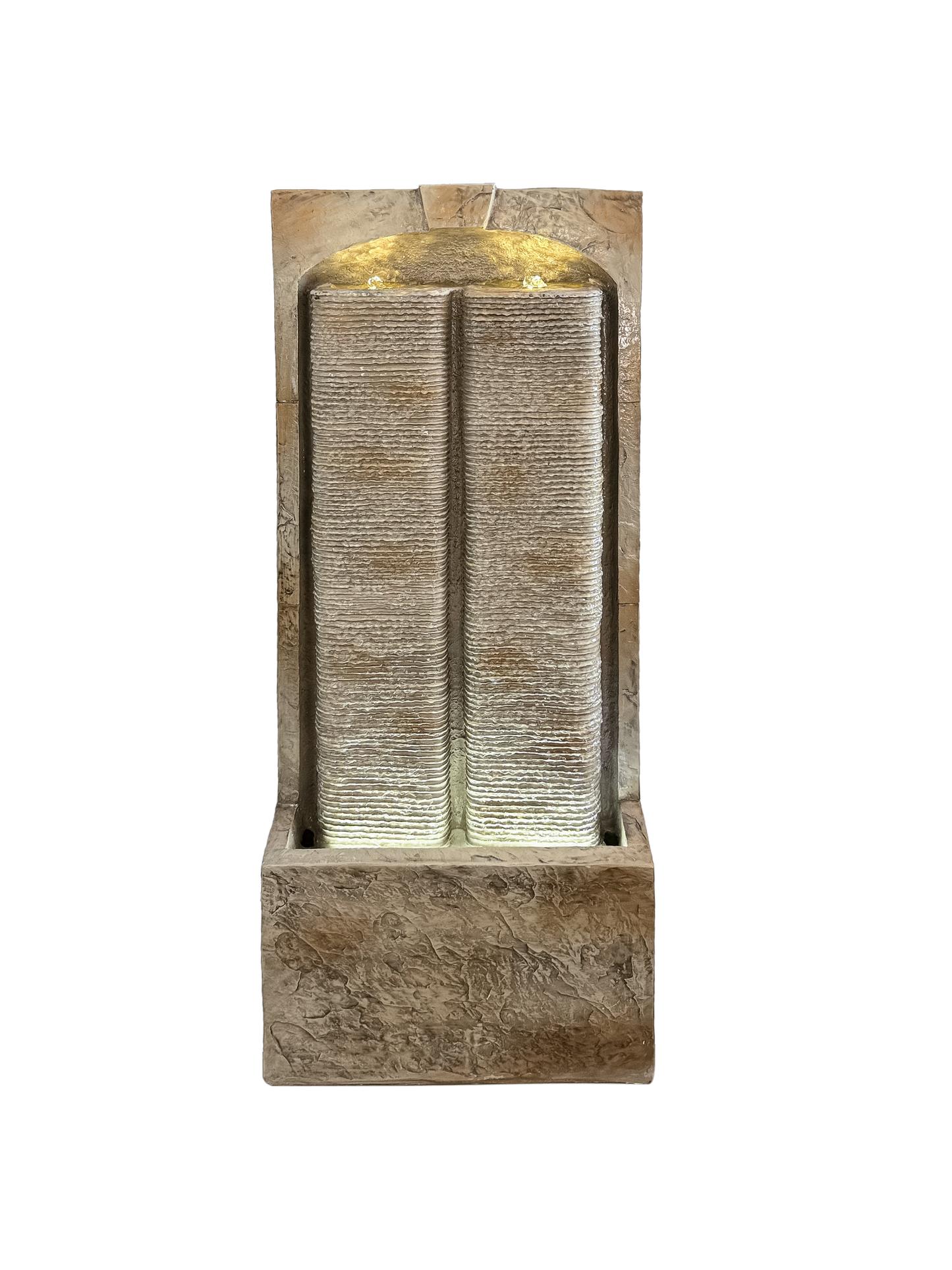 39 Inch Outdoor Water Fountain with Pump, Modern Cascading Freestanding Wall Fountain, Weather-Resistant Garden Water Feature with Warm White LED Lights, Outdoor Waterfall Fountain for Patio Porch Law image 8